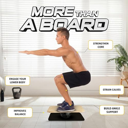 Yes4All 350LBS Professional Wooden Balance Board for Leg Workout, Anti-Slip Rocker Board, Wobble Board for Standing Desk - color: A0. Adjustable Height