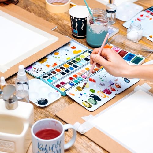 PATIKIL 24 Wells Paint Storage Box, Airtight Folding Detachable with 3 Extra Area Painting Palette for Watercolor Gouache Acrylic Oil Paint, Silver - color: Silver