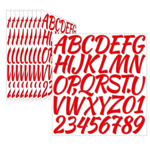 Letter Stickers,Mailbox Numbers,2 Inch Waterproof Vinyl Alphabet | 2 Inch Red,380 Pieces 10 Sheets,Self Adhesive,Window,Scrapbook,Door,Sign,Car,Outdoor Indoor,Fade Resistant - color: Red, size: 2 Inch