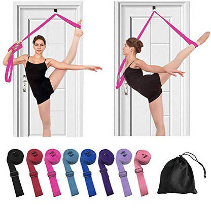 Adjustable Leg Stretcher Lengthen Ballet Stretch Band - Easy Install on Door Flexibility Stretching Leg Strap Great Cheer Dance Gymnastics Trainer Stretching Equipment Taekwondo Training - color: rose