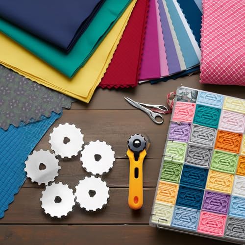 5Pcs Perforating Replacement Blades, Crochet Skip Blades Rotary Cutter Accessories for Crochet Projects Fleece and Scrapbooking (45mm)