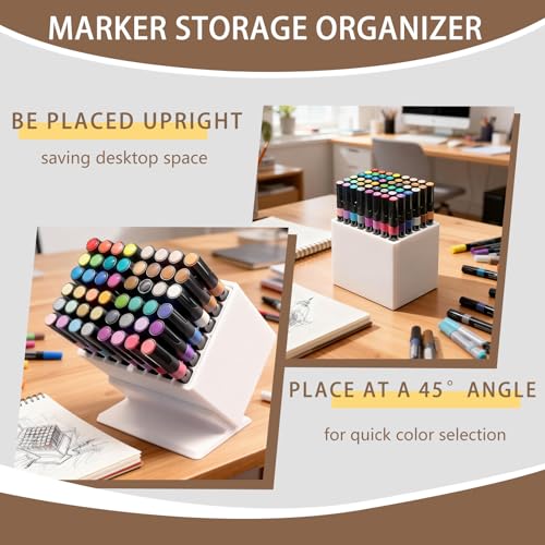 Marker Storage Organizer, 48 Slots 12mm Marker Storage, Vertical/45° Angle | Placement, Desk Marker Organizer With Dividers, For Home and Office
