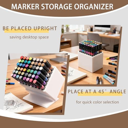 Marker Storage Organizer, 48 Slots 12mm Marker Storage, Vertical/45° Angle | Placement, Desk Marker Organizer With Dividers, For Home and Office