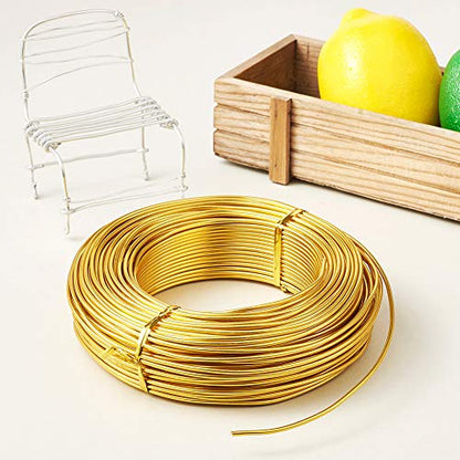 114 Feet 10 Gauge Aluminum Wire Gold Bendable Metal Craft Wire for Beading Jewelry Craft Making (2.5mm) - color: Round-Gold, size: 2.5mm