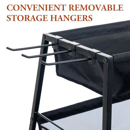 MyGift 3 Tier Sports Equipment Organizer Rolling Ball Storage Rack w/Hooks