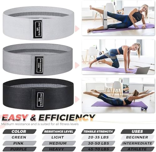 Premium Quality Non Slip Fabric Resistance Bands Gym Home Workout Exercise Stretching Yoga Pilates Loop Bands