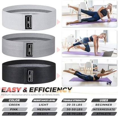 Premium Quality Non Slip Fabric Resistance Bands Gym Home Workout Exercise Stretching Yoga Pilates Loop Bands