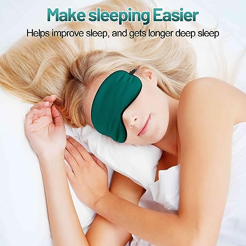 Silk Sleep Mask, Blackout Eye Mask for Sleeping with Adjustable Strap - color: Green