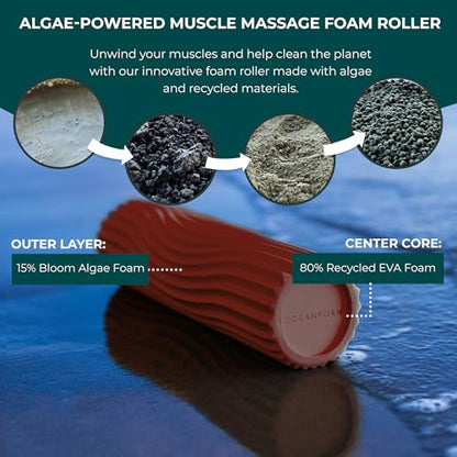 Oceanfoam Ripple Travel Foam Roller (11" x 3.35") Firm Mini Foam Roller for Physical Therapy, Deep Tissue Massage, Back Pain - High Density, Ergonomic Wave Textured - Yoga, Pilates, Exercise (Maroon) - color: Maroon