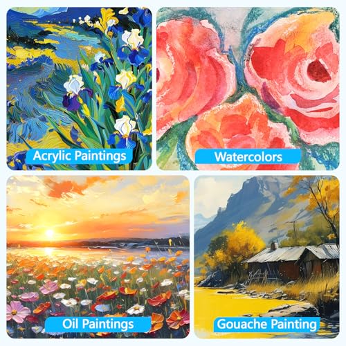 ESRICH Canvas Boards for Painting 12 Pack Art Supplies Paint Canvas 4x4, 5x5, 5x7, 8x10 Blank Large Canvases for Painting-Cotton Primed Canvas Panels for Acrylic, Oil, Gouache & Tempera. - size: 12 pack（4x4 5x5 5x7 8x10)