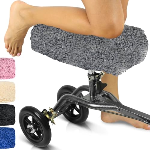 Vive Mobility Knee Scooter Pad Cover - Soft Adult Sheepskin Memory Foam - color: Gray