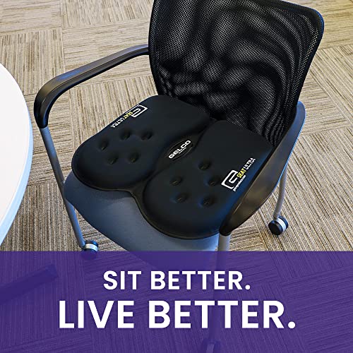 GSeat Ultra Orthopedic Gel and Foam Seat Cushion (Black) – for Coccyx, Back, Tailbone, Prostate, Postnatal, and Sciatica Pain/Discomfort – Office, Car, Chair, Travel - color: Black
