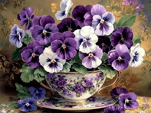 Diamond Art Kits for Adults, Purple Flower 5D Diamond Painting for Adults | DIY Full Round Drill Paint Gem Art Diamond Painting for Farmhouse Bedroom Wall Decor Gift, 15.8x11.8 inch - color: KM1054-1