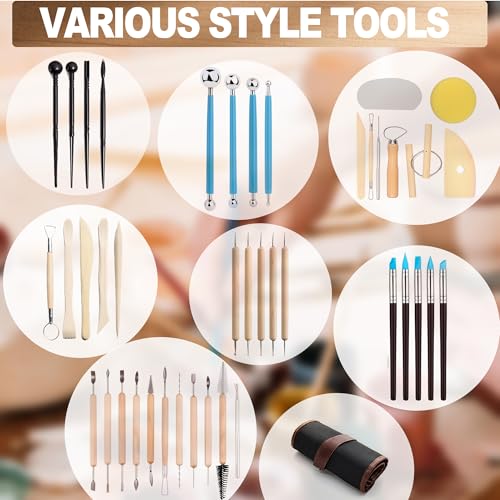 LINPHCEY 43Pcs Clay Sculpting Tools Set Perfect for Polymer Air Dry Modeling Clay Beginners & Professionals Ideal for DIY Pottery & Ceramics Tools for Clay Sculpey Sculpting & Crafting - color: 43PCS/SET