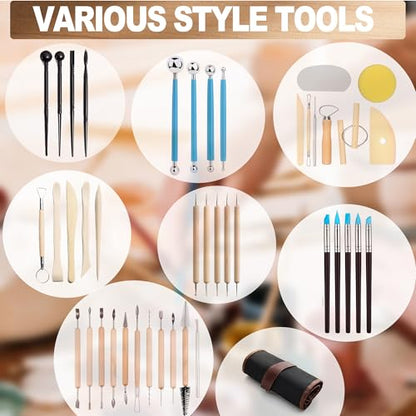 LINPHCEY 43Pcs Clay Sculpting Tools Set Perfect for Polymer Air Dry Modeling Clay Beginners & Professionals Ideal for DIY Pottery & Ceramics Tools for Clay Sculpey Sculpting & Crafting - color: 43PCS/SET