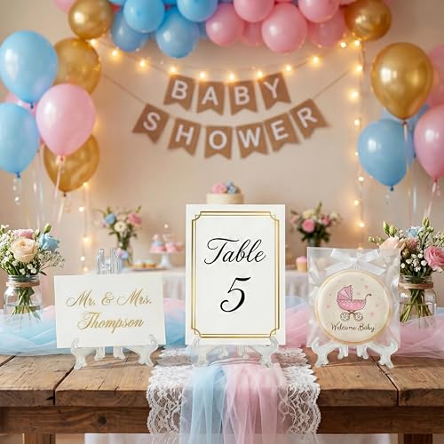 artliving 3inch Clear Plastic Easels or Stand/Plate Holders to Display Pictures or Other Items at Weddings, Home Decoration, Birthdays, Tables (12 Pack) - color: White, size: 3 inch (12 pack)