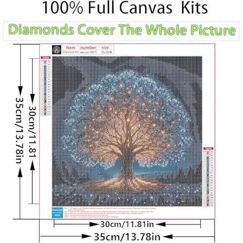 AWUJON Diamond Painting Kits for Adults, Tree of Life 5D Diamond Art Kits Full Drill Diamond Dots DIY Paintings with Diamonds Gem Art and Crafts Home Wall Decor 13.7x13.7inch - color: Tree of Life