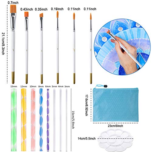Augshy 58PCS Mandala Dotting Tools Set with a Blue Zipper Waterproof Storage Bag for Painting Rocks - style: Mandala Style A