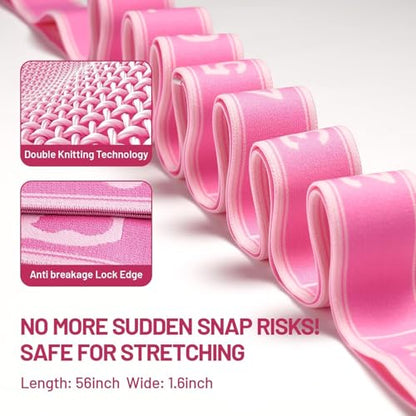 Slim Panda Stretch Strap, Multi-Loop for Physical Therapy,Elastic Yoga Stretching Strap for Dance,Yoga, Pilates & Gymnastics Exercise, Ballet Stretching Band for Flexibility, Leg Stretching - color: Pink+Purple