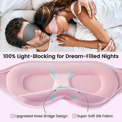 Audree Eye Mask for Sleeping - 3D Contoured 100% Sleep Mask Light Blocking, Sleeping Eye Mask for Women Men, Zero Eye Pressure Night Blindfold, Soft Eye Cover - Pink - color: Pink