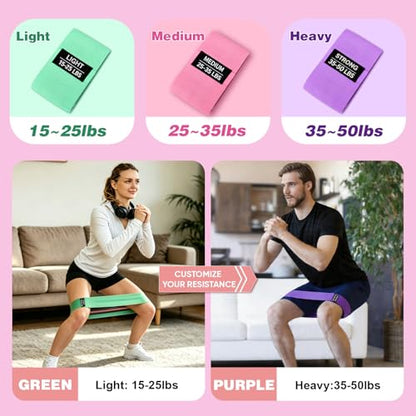 OKbulter Resistance Bands for Working Out, 3 Levels Exercise Bands Set | 3 Levels Exercise Bands Set for Legs, Hips, Strength Training, Pilates, Yoga and Rehab for Women & Men