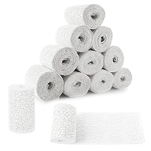 12 Pack Plaster Gauze Bandage for Hobby Craft, Each Roll 4 Inch x 15 Feet Plaster Cloth Rolls Bulk, Gauze Bandage Cloth for Masks, Scenery, Belly Cast (4 inch x 180 inch/5 yd)