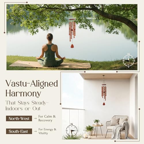 Tibetan Mandala Wind Chime for Outside – 37" Deep Tone Aluminum – Spiritual Chimes for Garden Patio Home – Good Luck Gift