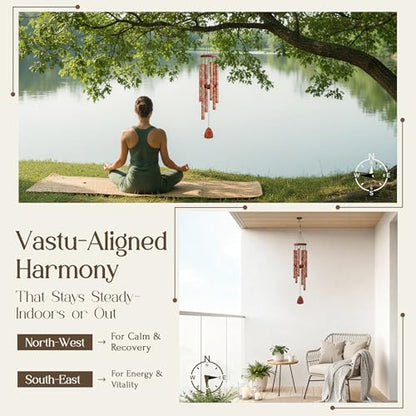 Tibetan Mandala Wind Chime for Outside – 37" Deep Tone Aluminum – Spiritual Chimes for Garden Patio Home – Good Luck Gift