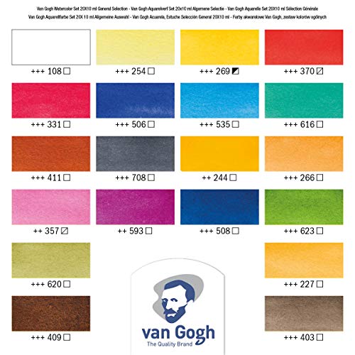 Van Gogh Watercolor Paint Set, 20x10ml Tube Set - color: 20 General (Standard Box), style: 10ml Tube