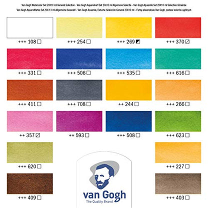Van Gogh Watercolor Paint Set, 20x10ml Tube Set - color: 20 General (Standard Box), style: 10ml Tube