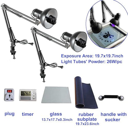 TECHTONGDA 4 Color 4 Station Screen Printing Press Kit with Flash Dryer UV Exposure Unit Drying Cabinet Washout Tank Squeegee Mesh Frame Accessories
