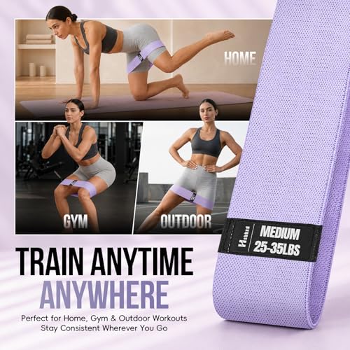 Fabric Resistance Band Set with Exercise Guide, 3 Levels for Hip and Glute - color: Morandi Colors - green, purple, pink