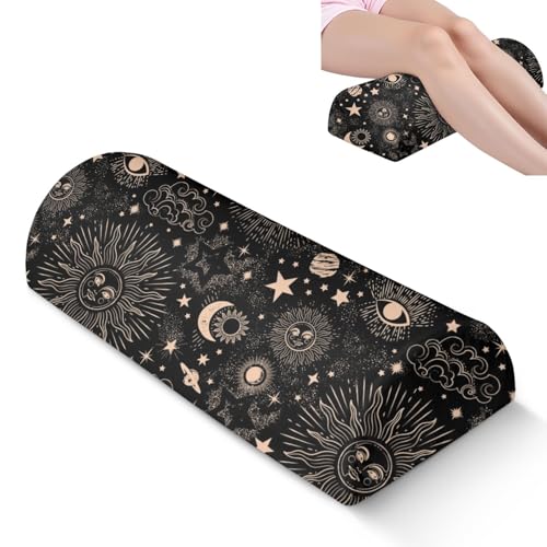 Knee Pillow for Back Sleeping – Half Moon Bolster Pillow for Under Knee While Sleeping Support, Leg & Back Pain Relief (21.5x9x5 Inches) - color: Black Gold