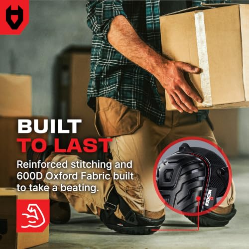 NoCry Professional Gel Knee Pads for Work with Soft Foam and Gel Cushion — Heavy Duty Cap, Reinforced Adjustable Straps, Military Grade Rivets and Built-in Hang Loops — Perfect for Construction - style: Original