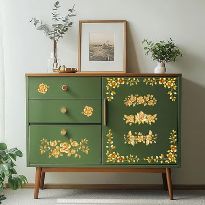 Golden Lace Rub On Transfers for Furniture Craft 6"x12" | 3PCS Waterproof UV DTF Transfers, Easy Rub On Decals for Furniture, Wood, Glass, Porcelain & Decor Projects
