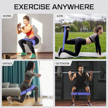 12 Pcs Fabric Resistance Bands for Working Out Non-Slip Booty Exercise Loop Bands for Women Men Glutes Hip Thigh Butt Yoga Pilates Fitness Gym, Light Medium Heavy - color: Dark Purple, style: Heavy Resistance