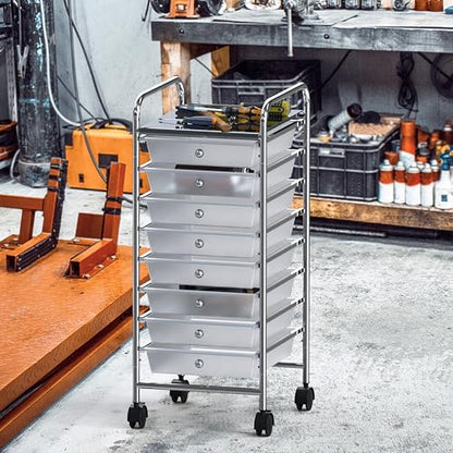 Simple Houseware 8 Drawers Rolling Utility Cart Art Craft Storage, Chrome - color: Chrome, size: 8 Drawers