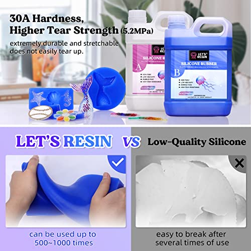 LET'S RESIN Silicone Mold Making Kit 30A,160oz Mold Making Silicone Rubber | 10Lbs Durable Fast Cure Platinum Cured Silicon, Self-Degassing Molding Silicon, Ideal for DIY Resin Molds - size: Large