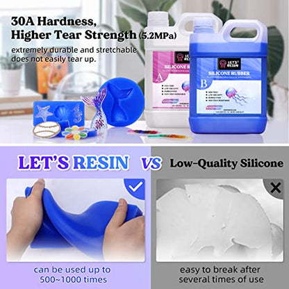 LET'S RESIN Silicone Mold Making Kit 30A,160oz Mold Making Silicone Rubber | 10Lbs Durable Fast Cure Platinum Cured Silicon, Self-Degassing Molding Silicon, Ideal for DIY Resin Molds - size: Large