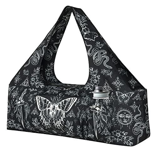 Yoga Mat Bag - Large Yoga Bag with Yoga Mat Strap, Zipper and Pockets - Yoga Bags and Carriers Fits All Your Stuff - Personalized Yoga Mat Bags for Women Fits Most Size Mats - color: Boho Witchcraft