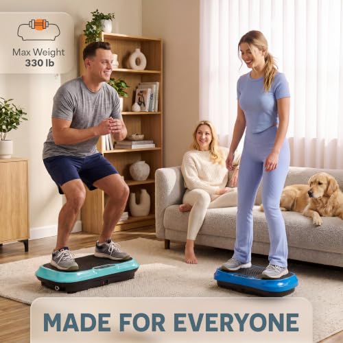 Lifepro Waver Vibration Plate Exercise Machine with 99 Speeds & 10 Presets | Resistance Bands, Non-Slip Surface, 330 lbs Capacity — Vibration Plate for Lymphatic Drainage, Body Toning, Full-Body Workout - color: Teal