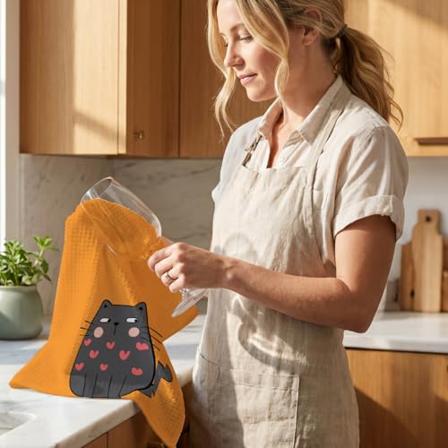 Jztco 2 Pcs Cute Cat Kitchen Towels, Cats Gifts Reusable Hand Towels - color: Multi 1489