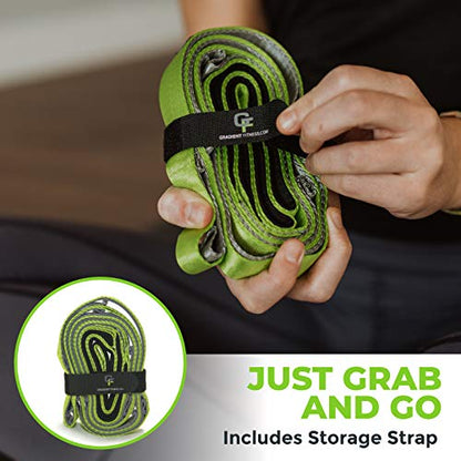 Gradient Fitness Stretching Strap for Physical Therapy, 12 Multi-Loop Stretch Strap 1" W x 8' L, Neoprene Handles, Physical Therapy Equipment, Yoga Straps for Stretching, Leg Stretcher. - color: Green/Grey