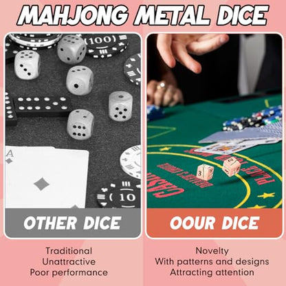 2 Pcs Mahjong Dice Metal, Modern, Rose Gold | D6 Mah Jong Dice,Standard Size Mahjong Dice, Durable Material, Replacement for Lost Dice, Board Game Mahjong Supplies - color: Rose Gold, size: Modern