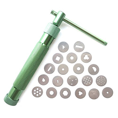 HEVERP Stainless Steel Clay Extruders Sugar Paste Extruder Cake Fondant Decorating Tool Set (Green) - color: Green