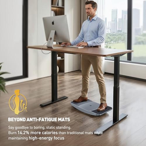 Standing Desk Balance Board - High-Rebound Comfort Core Wiggle Board for Active Standing - Lateral Tilt Exercise Board for Office Work with Washable TPE Massage Pads - 220 lbs, Gray