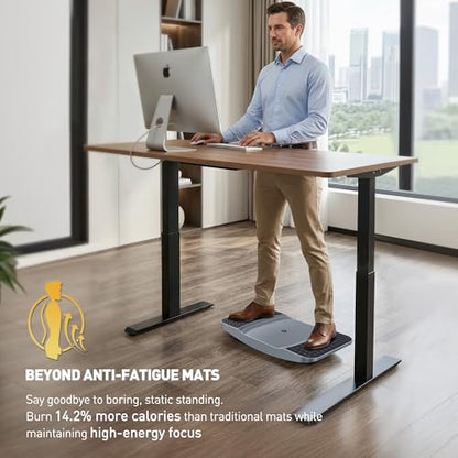 Standing Desk Balance Board - High-Rebound Comfort Core Wiggle Board for Active Standing - Lateral Tilt Exercise Board for Office Work with Washable TPE Massage Pads - 220 lbs, Gray