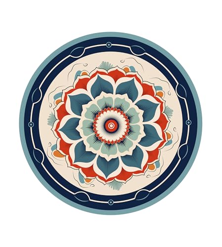 nuveti Large Meditation Mat Non Slip Round Yoga Mat Natural Rubber with Sueded Surface Exercise Mat Perfect for Meditating, Stretching, Yoga（140CM X 3.5MM Thick) - color: YunLuoShengHua