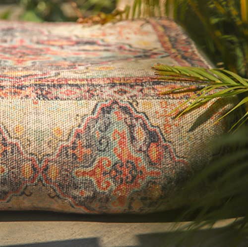 Mandala Life ART Bohemian Outdoor Floor Cushion Cover - Unstaffed 24x8 inches - Vintage Square Pouf Otttoman - Pillow Case for Garden Party, Pool, Balcony, Patio - color: Vintage Outdoor