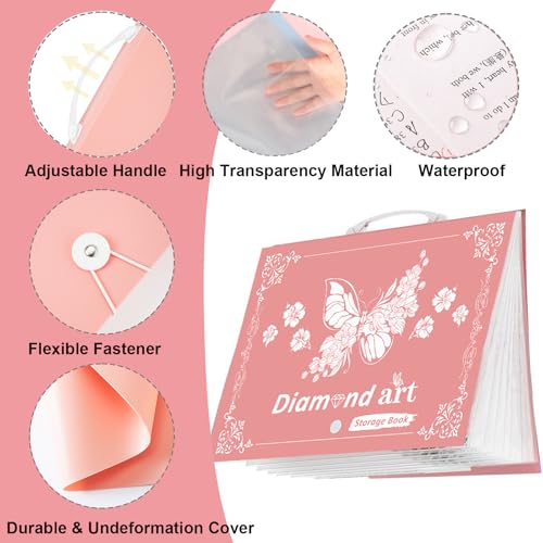 2 Pack A3 Storage Book for Diamond Painting | Handheld Diamond Art Portfolio Folder with 30 Pocket, Diamond Art Storage Book for 12”x16” Diamond Painting Photo Picture